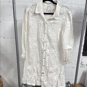 Temptations Cream Lacey Dress - Long Sleeve - LIKE NEW - Size Medium